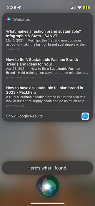 ample top-ranking search results on Siri.