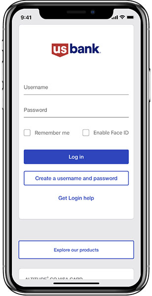 U.S. Bank mobile app.