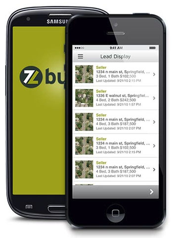 zBuyer mobile app lead display.