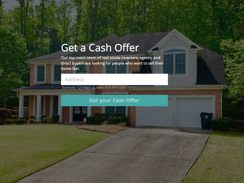 Sample zBuyer landing page titled "Get a cash offer".