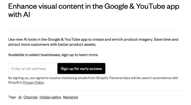 Shopify AI enhance visual content with google and youtube app