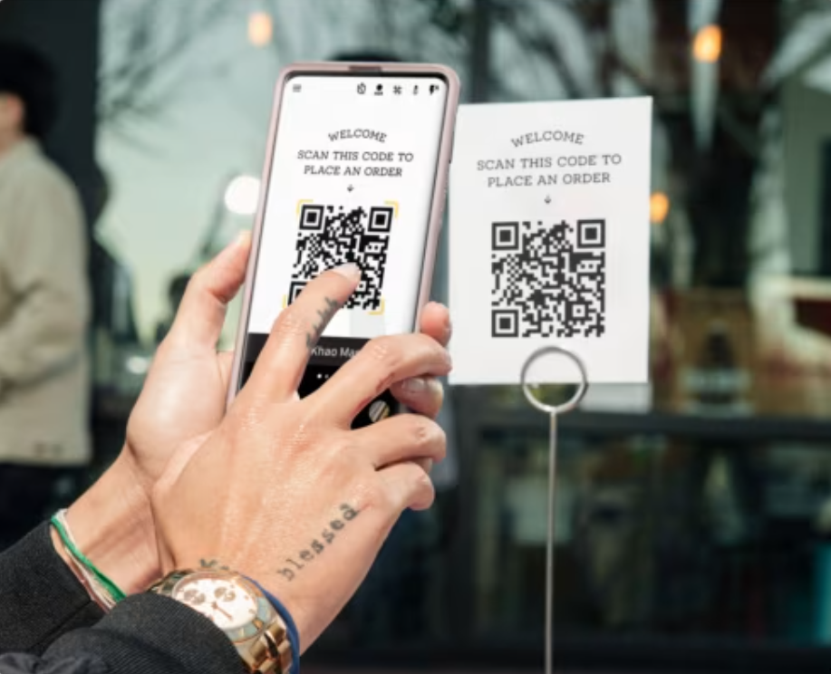 Scanning tabletop QR code with a smartphone