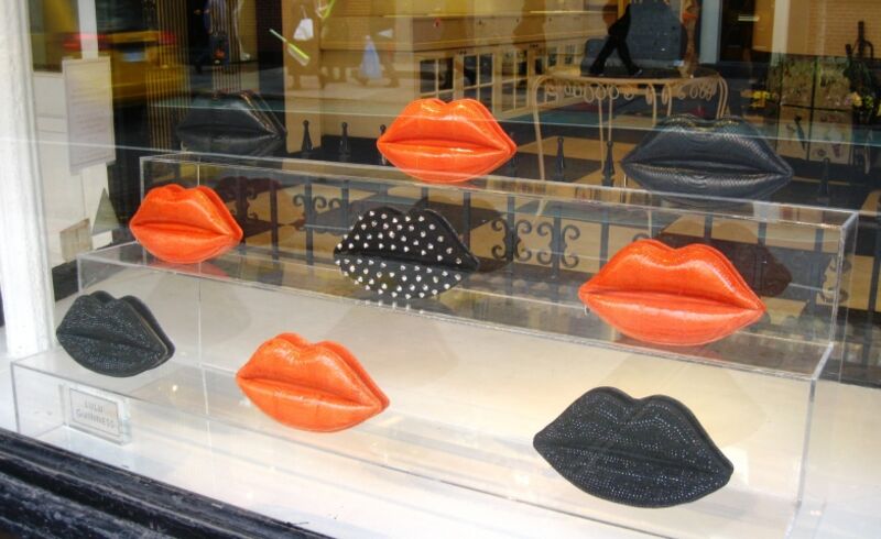 Lulu Guinness Halloween retail display orange black