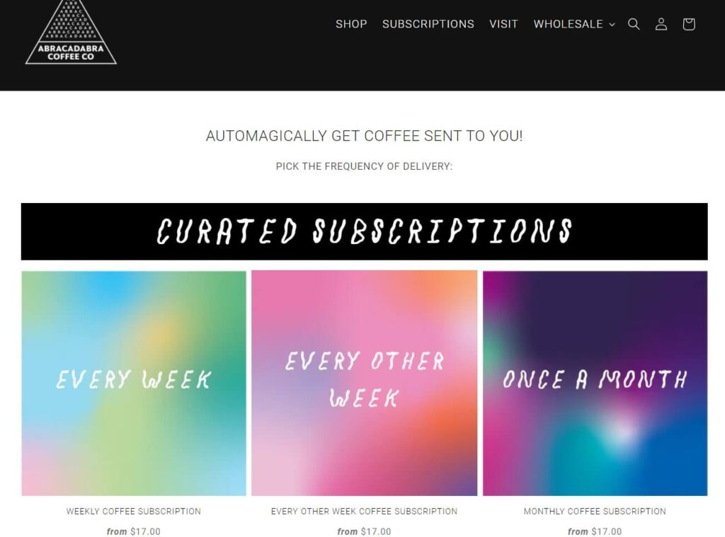 Abracadabra coffee subscription options