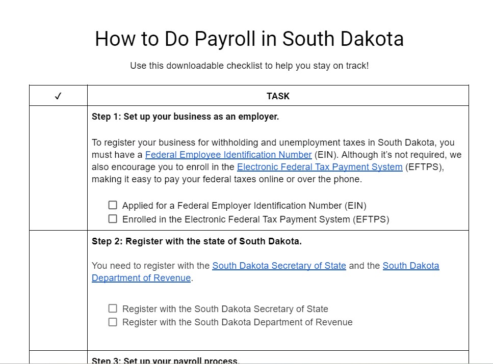 Image of How to Do Payroll in South Dakota Checklist