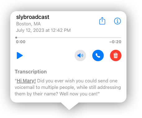 image of Slybroadcast’s voicemail personalization