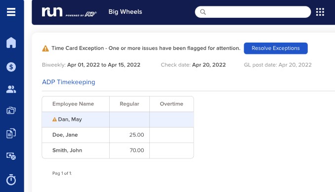 Resolve Timecard Exceptions - Hourly Timecard