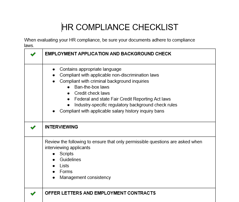 HR Compliance Checklist.