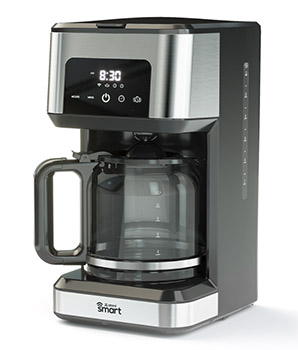 Atomi Smart Coffee Maker with glass carafe.