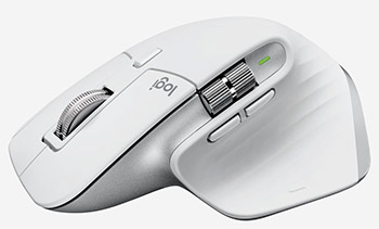 Logitech MX Master 3S wireless mouse in white.