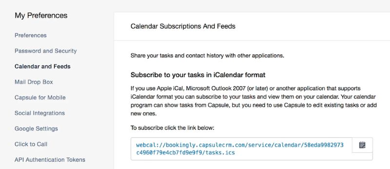 An example showing how to connect Capsule CRM with Google Calendar.