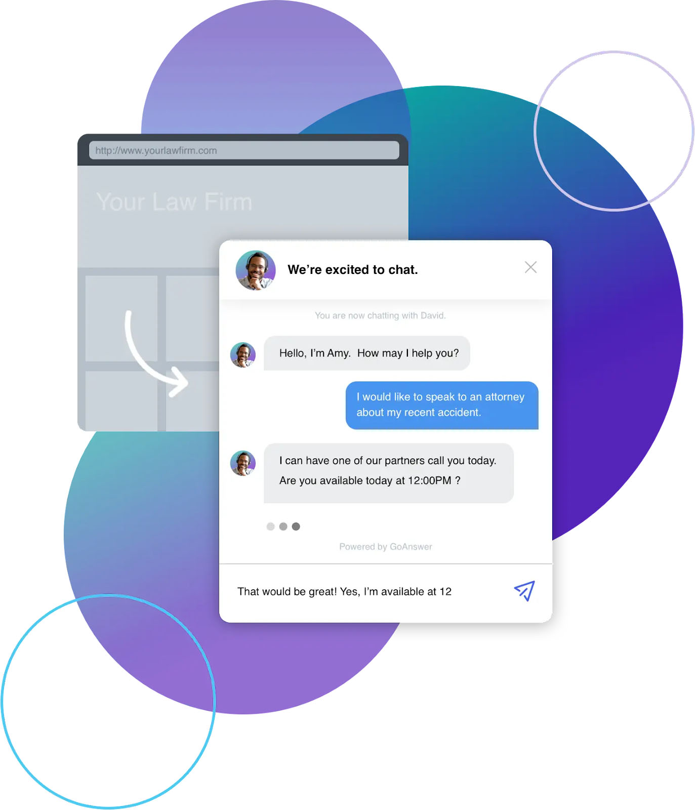 Graphics of a chat pop up between a live chat agent and customer.