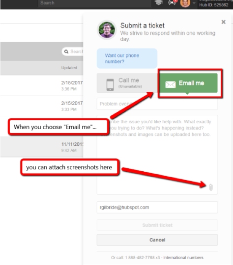 How to file a HubSpot ticket view.