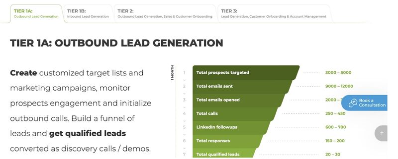Martal Group pricing tier information for lead generation
