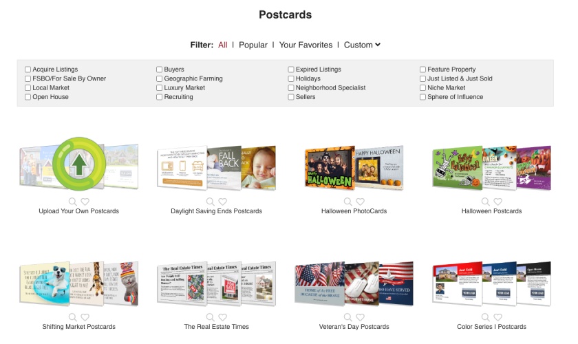 Example postcard templates and campaigns from ProspectsPLUS!