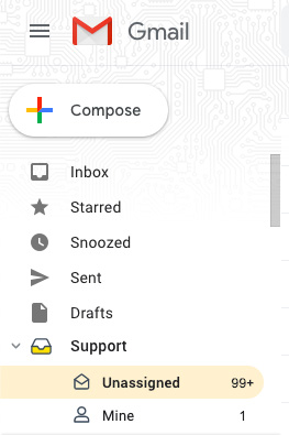 Hiver sample email management folders.