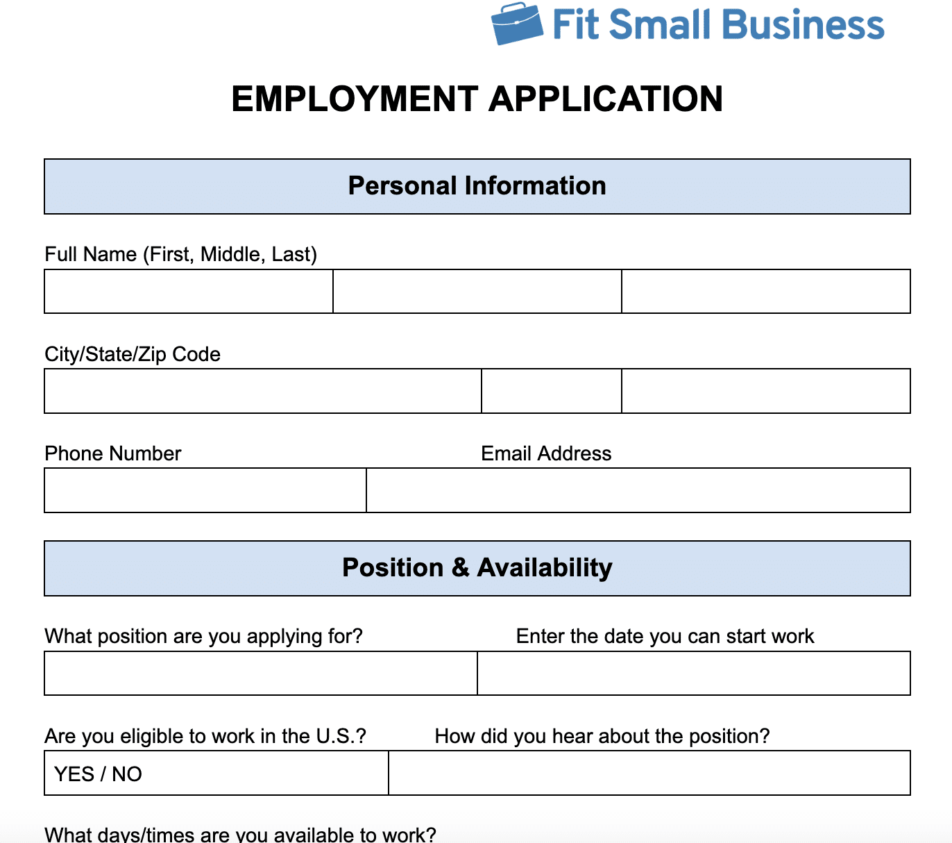 This employment form can be used as a digital application form or can be downloaded as a paper application form