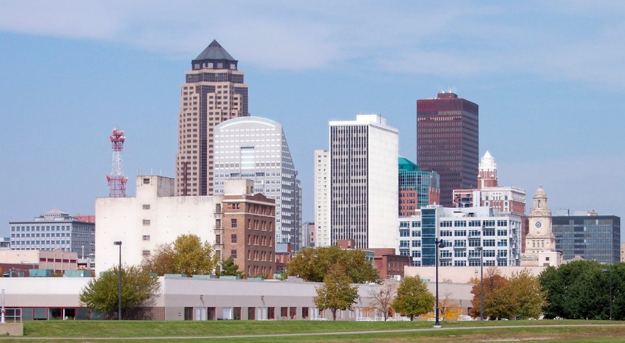 Skyline of Des Moines, Iowa's capital and largest city.