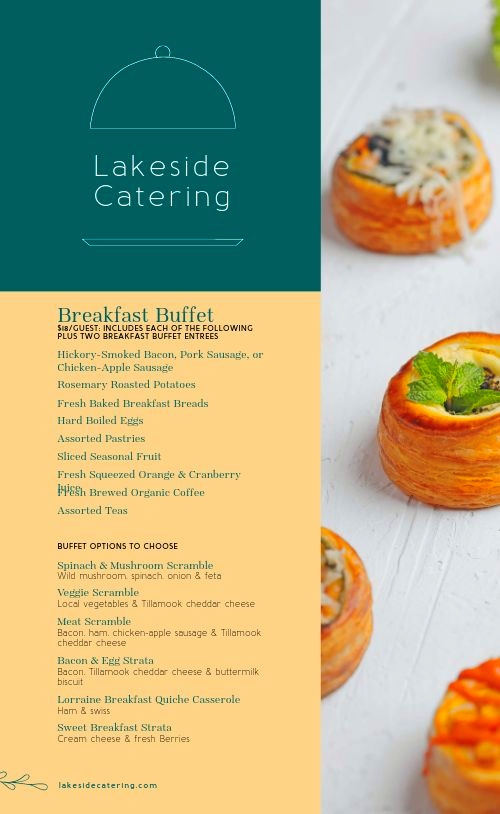 Breakfast buffet catering menu sample
