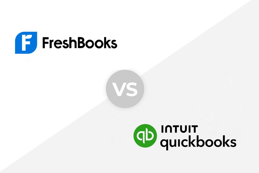 FreshBooks vs QuickBooks logo.