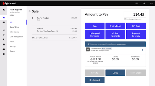 Lightspeed Retail checkout screen