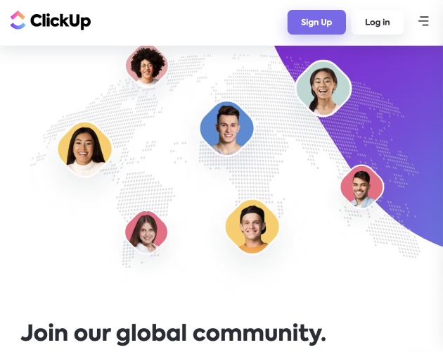 Screen capture of the ClickUp Global Community landing page.