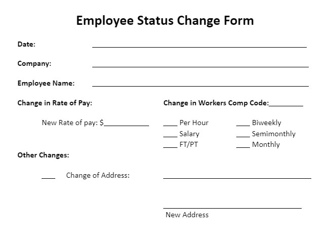 Employee Status Change Form.