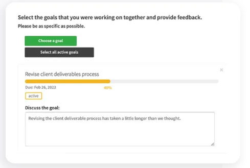 PerformYard can include work goals into review forms.