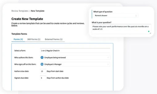 PerformYard review form builder.