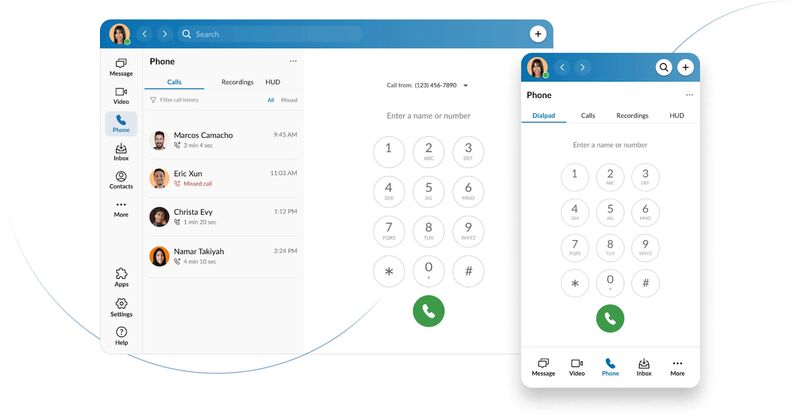 RingCentral dial pad interface on desktop and mobile app