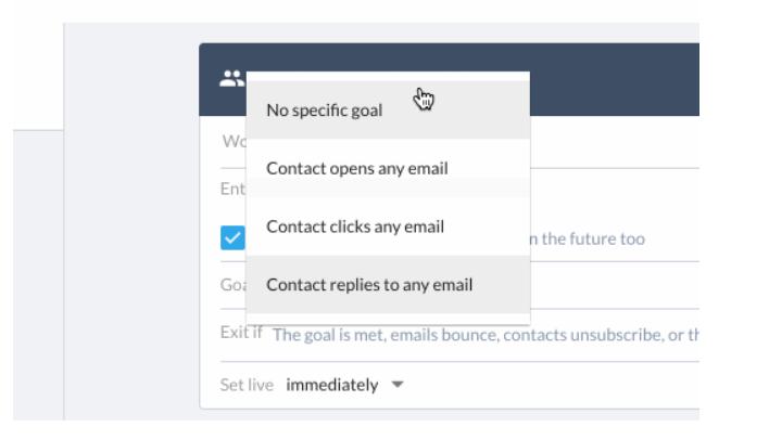 Set goals to automate Salesflare email workflow.
