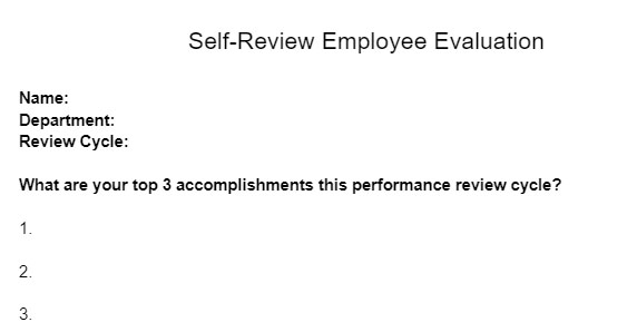 Self-Review Employee Evaluation.