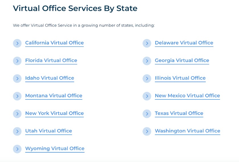 Listing of the 13 states where Northwest Registered Agent has virtual offices.