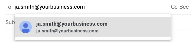 An example with first name, middle initial & last name: ja.smith@yourbusiness.com.