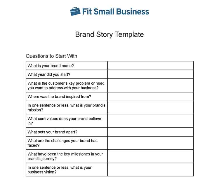 Brand Story template from Fit Small Business.