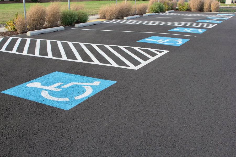 Clearly labeled handicap parking spaces.