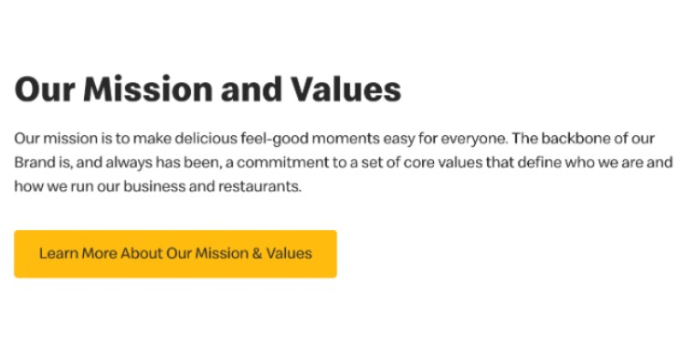Mission & Values section of the McDonald's website