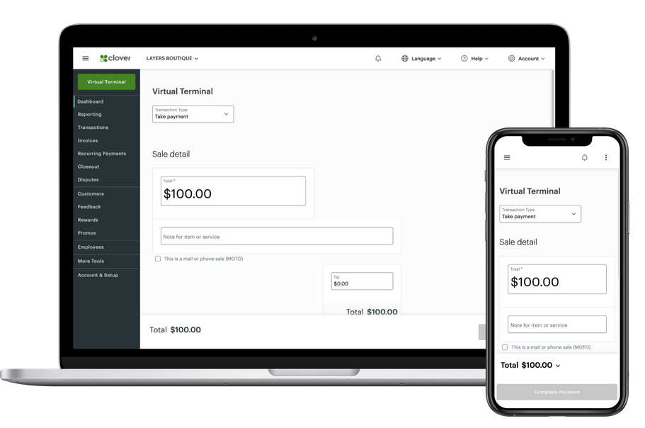 Invoice functions on Clover POS for tablet and smartphone.