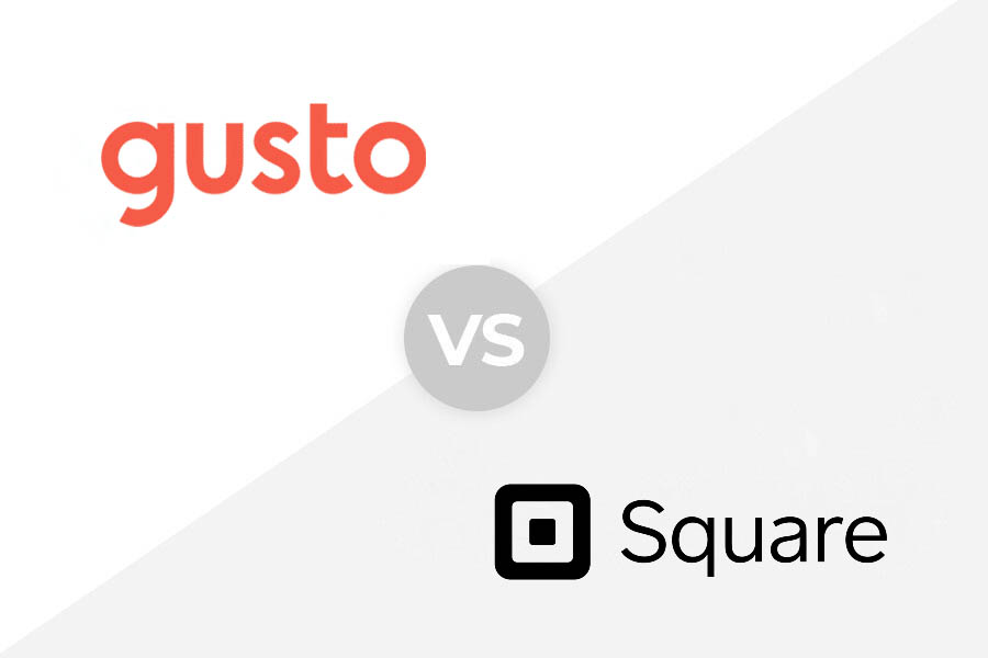 Gusto vs Square Payroll logo.