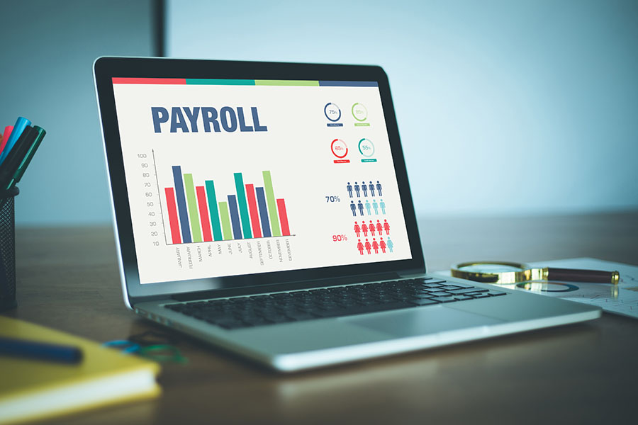 Business Graphs and Charts Concept with PAYROLL word.