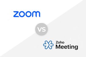 The Zoom versus Zoho Meeting logos