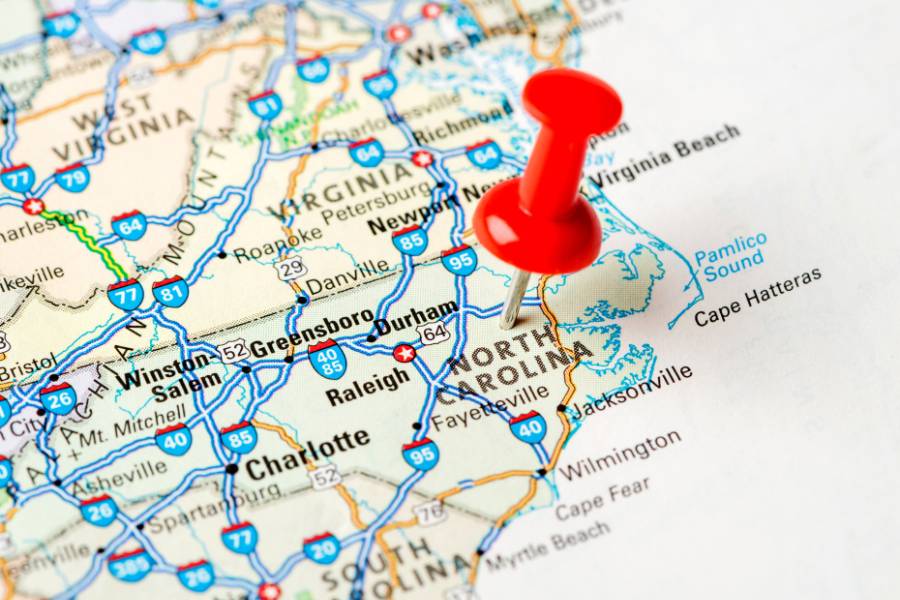 NC State pinned on a map
