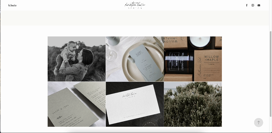 Kirsten Lucia Design's wedding stationery portfolio website showcasing various stationery designs.