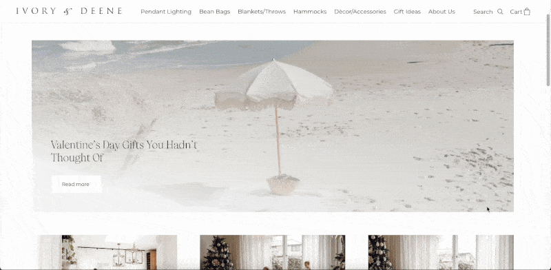 Sample small business blog from furniture brand Ivory & Deene.
