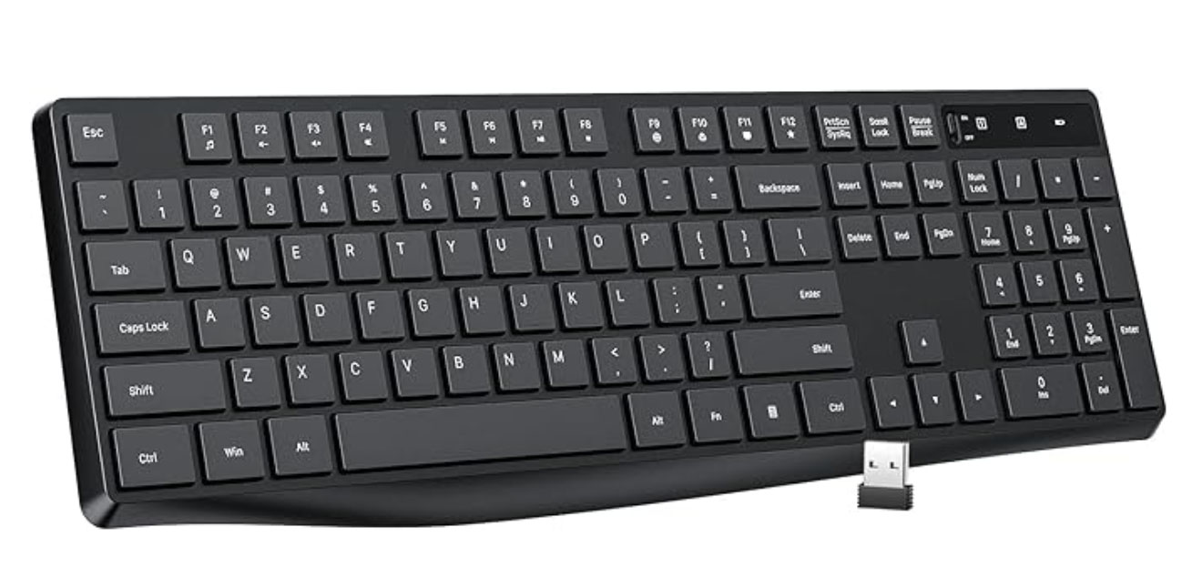 Full keyboard in black with USB receiver.