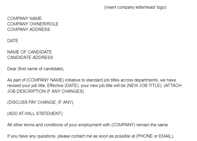 Job Title Change Letter Template.