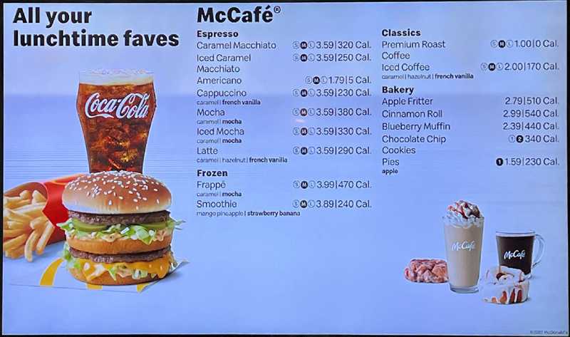 McDonald's menu.