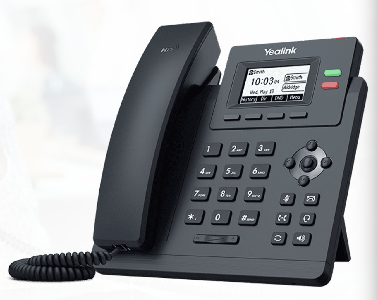 Yealink phone's classic business phone with an adjustable multi-angle stand.