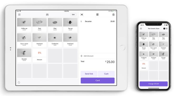 Zettle POS app on tablet and smartphone.