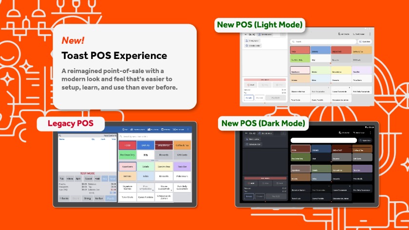 Photo of different Toast POS modes.